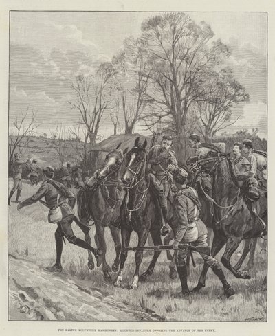 De Paasvrijwilligersmanoeuvres, Bereden Infanterie die de Vooruitgang van de Vijand Tegenhoudt door William Barnes Wollen